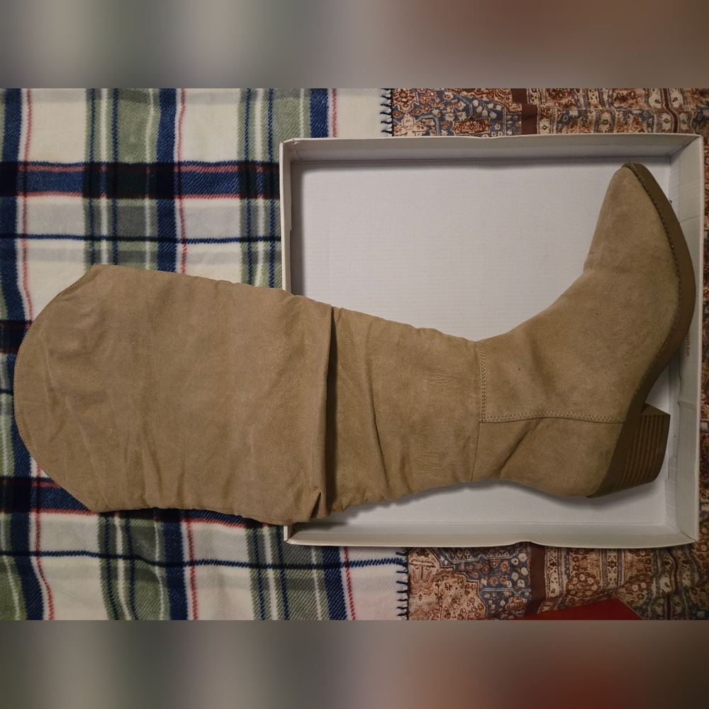 Wonderly Suede Over the Knee Boots in Beige